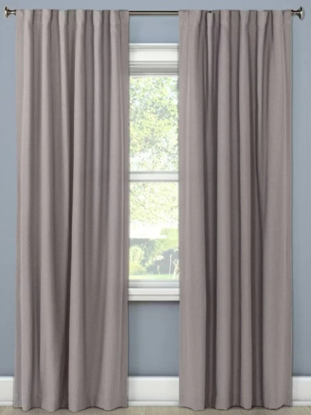 Threshold Aruba Curtain Panel Linen Look Stone Neutral Woven 50 x 84" 1 Pc